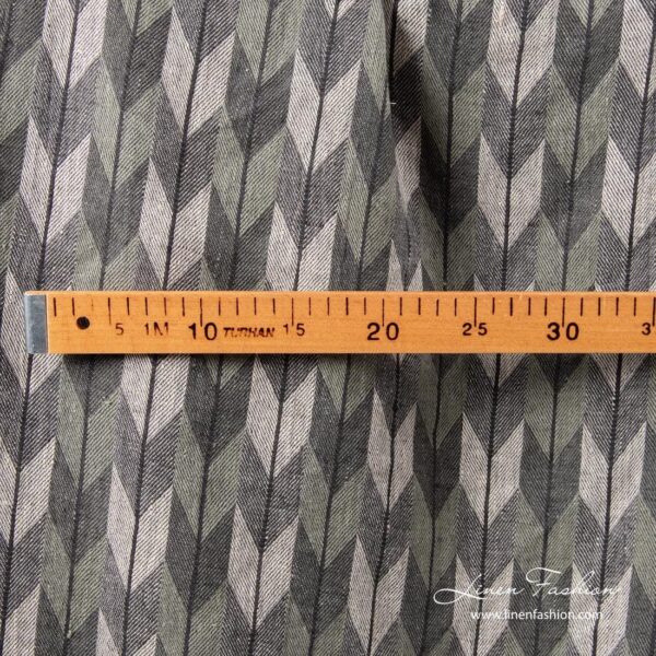 Tissu de lin gris avec motif géométrique – Image 3