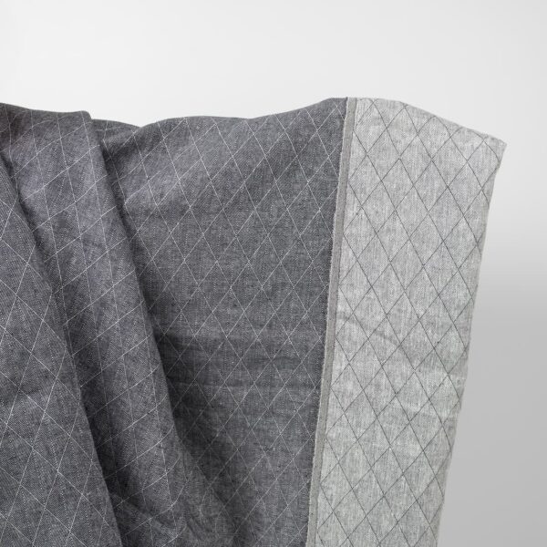 Blue double-sided linen fabric in diamond pattern