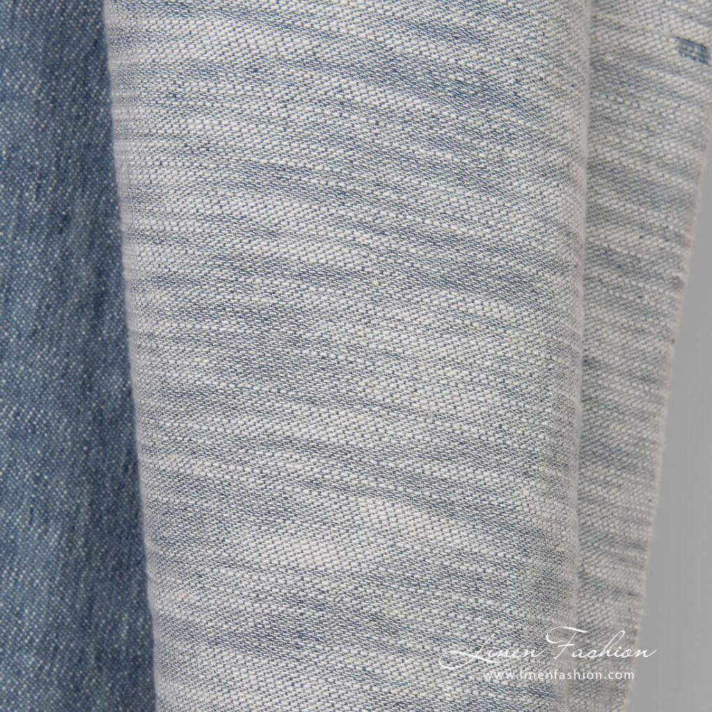 Tissu coton lin blanc bleuté lavé 2 Bluish white linen cotton fabric, washed