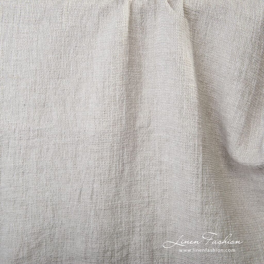 Tissu en lin gaufré beige lavé 1 Light gray linen fabric