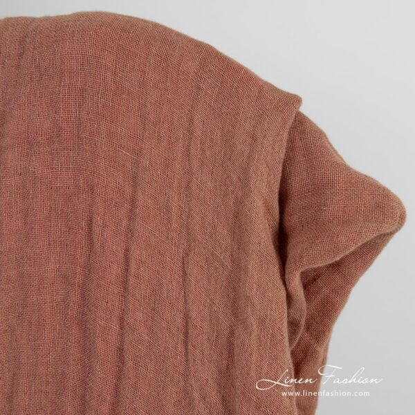 Double-sided linen fabric in brown and pink colors, perfect for clothes and home textile