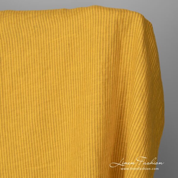 Washed linen fabric yellow colour striped product photo