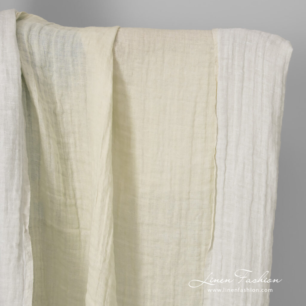Tissu lin crème lavé double face 5 linen doublesided cream fabric, washed.