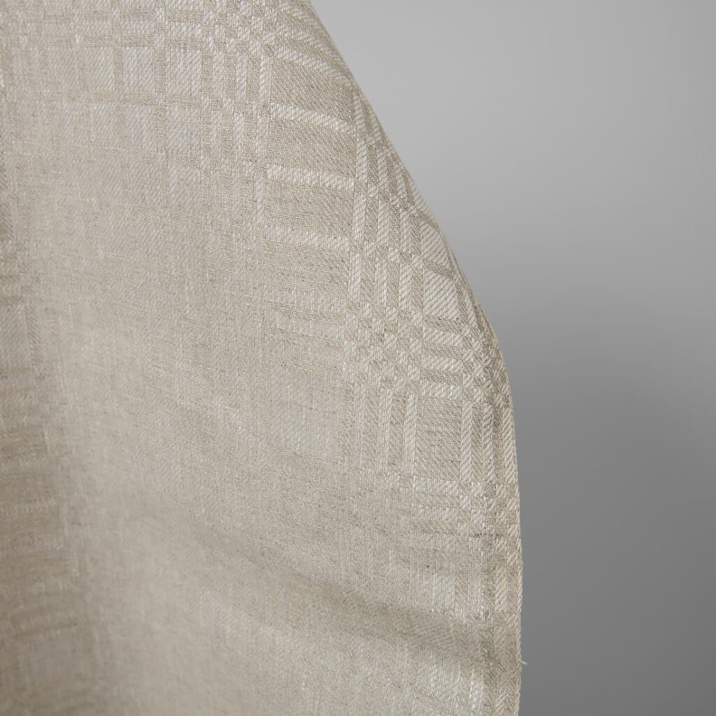 Tissu de lin beige à carreaux 3 Beige linen fabric in checks dobby edge