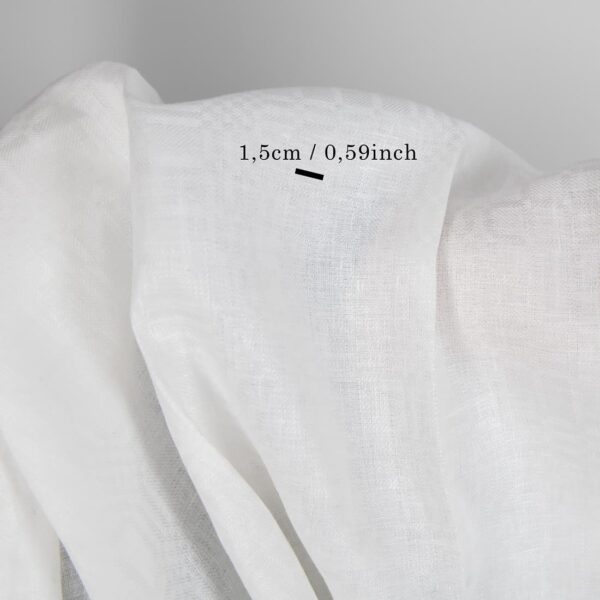 Checked off-white linen fabric with measurements