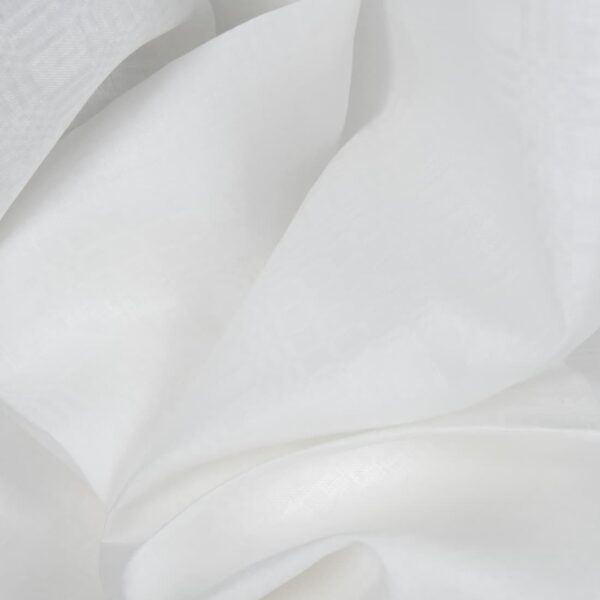 Checked off-white linen fabric textured