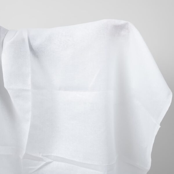 Bright white linen fabric in a small check pattern
