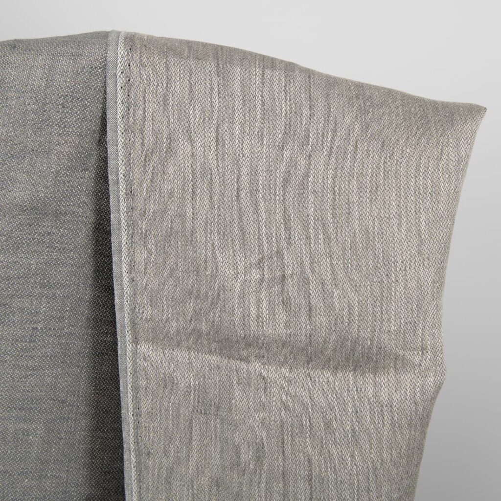 Tissu satiné gris lin 2 linen satin grey fabric, double sided