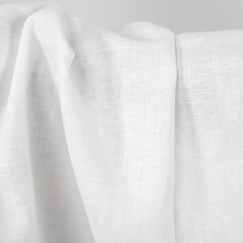 Tissu de lin écru à chevrons 3 off white linen herringbone fabric