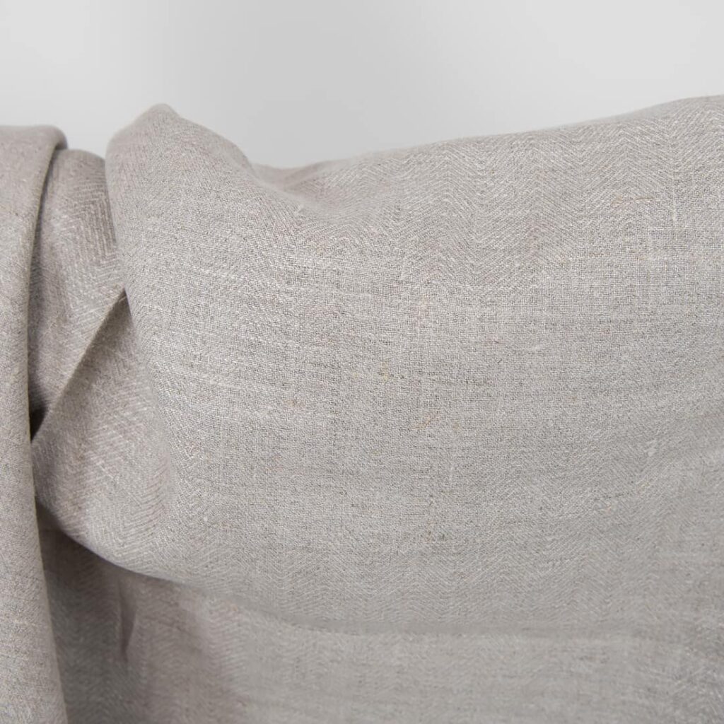 Tissu de lin naturel à chevrons 2 linen natural heringbone