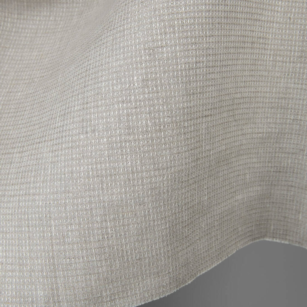 Tissu de lin gris clair à petits carreaux 4 Natural with white linen fabric in small checks