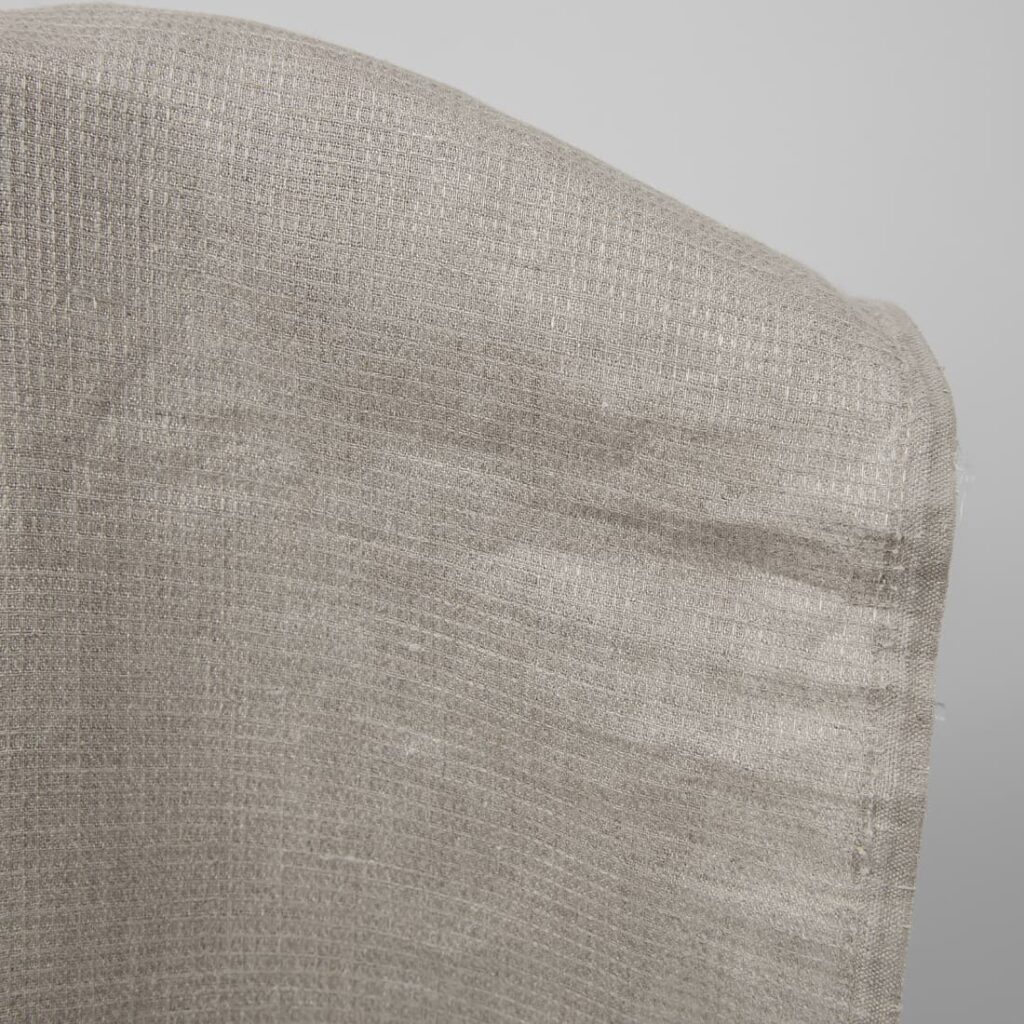 Tissu de lin à carreaux, coloris lin naturel gris 3 Checked linen fabric in grey natural flax colour edge