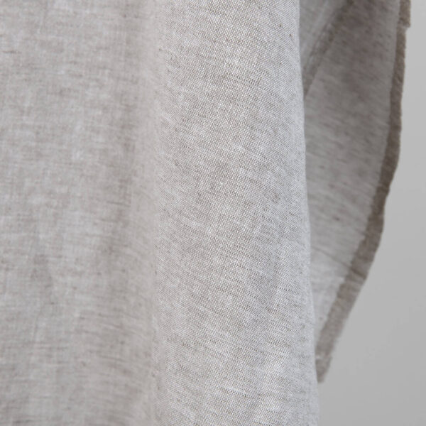 Washed linen cotton fabric greyish brown melange edge