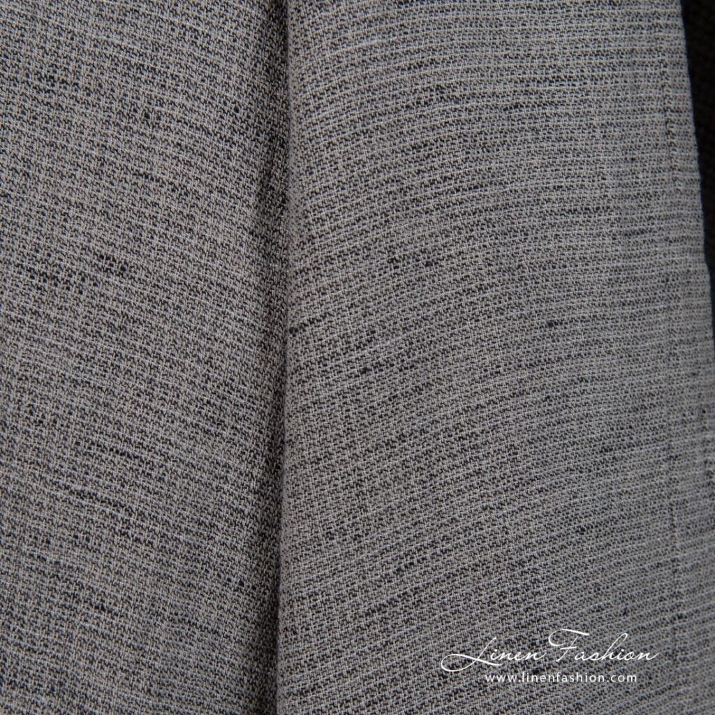 Tissu large en coton lin lavé gris 4 Wide linen cotton fabric in small delicate design