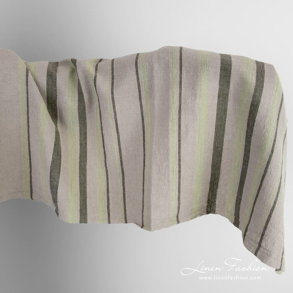 Tissu large en coton lin avec rayures lavées 1 Wide linen cotton fabric