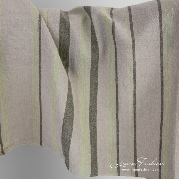 Wide linen cotton fabric with stripes