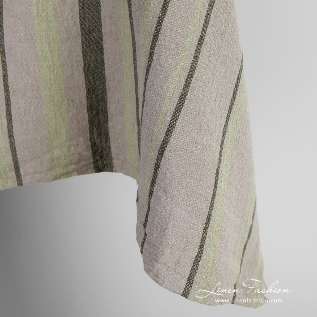 Tissu large en coton lin avec rayures lavées 3 Wide linen cotton fabric with vertical stripes