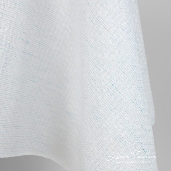 Linen cotton fabric blueish white pattern edge