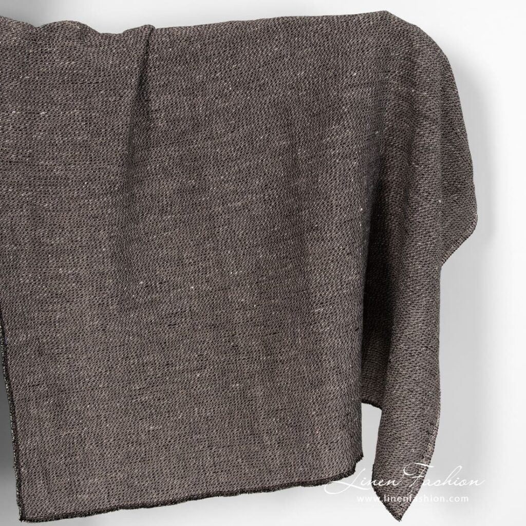 Tissu de lin, coton, ratière noire lavée 1 Linen cotton black fabric