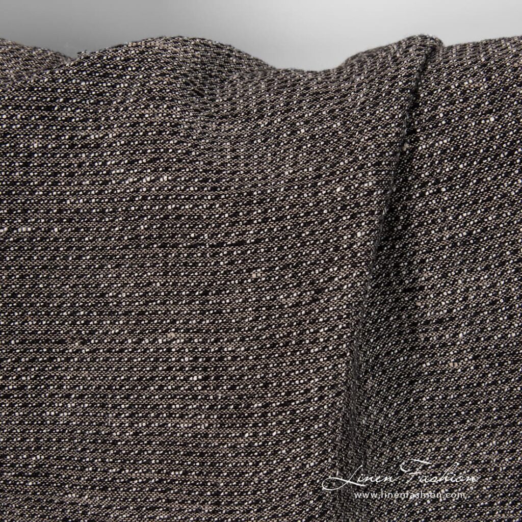Tissu de lin, coton, ratière noire lavée 2 Linen cotton black melange fabric