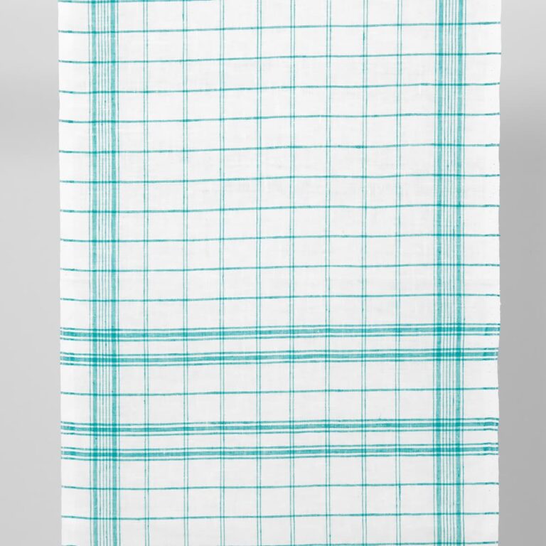 narrow linen fabric green checks