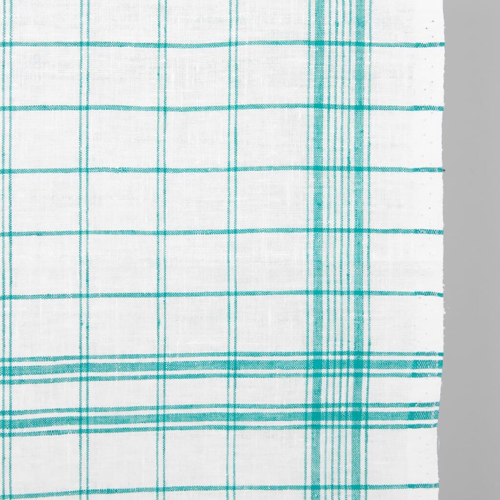 Tissu de lin étroit à carreaux verts 2 narrow linen fabric green checks for towels
