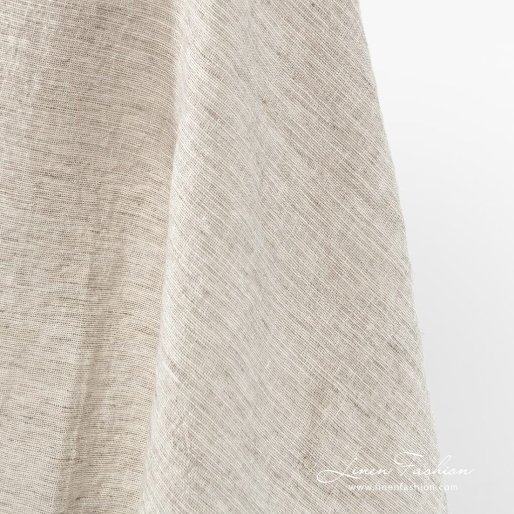 Tissu large en lin gris brunâtre, coton lavé 2 Brownish grey linen-cotton fabric, wide.