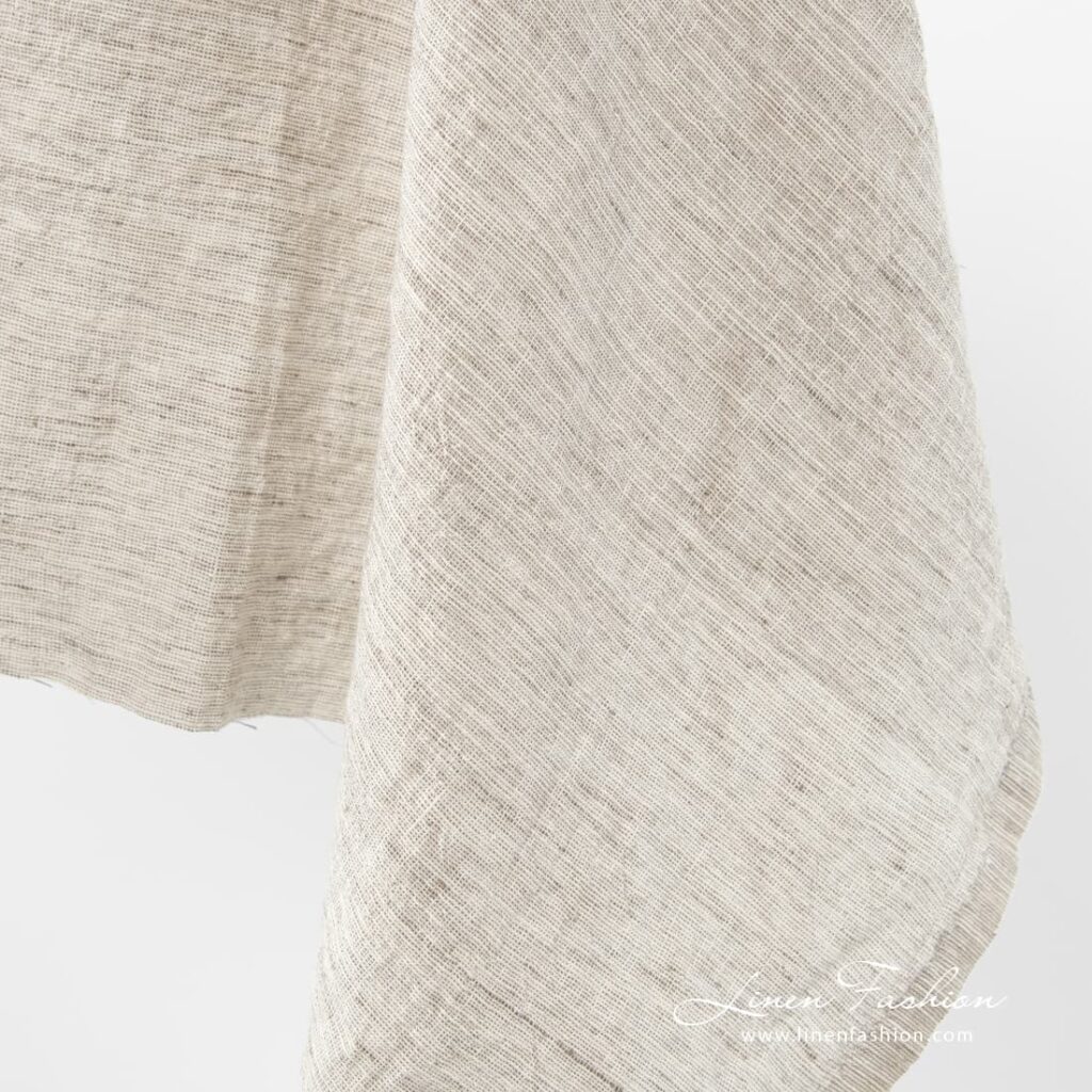 Tissu large en lin gris brunâtre, coton lavé 4 Wide linen-cotton fabric, brownish grey.