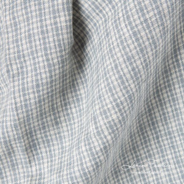 Tissu de laine de lin à carreaux gris lavés