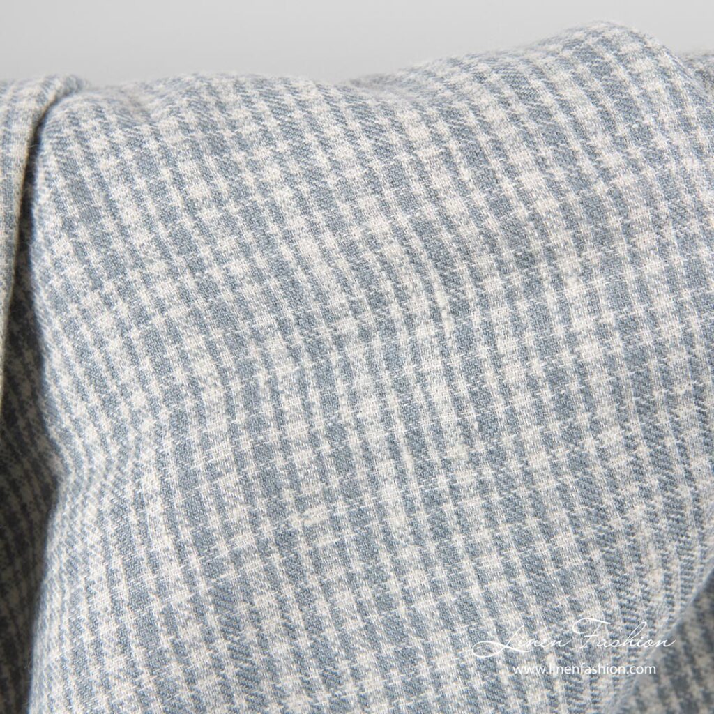 Tissu de laine de lin à carreaux gris lavés 3 Tissu de laine de lin à carreaux gris lavés – Image 3