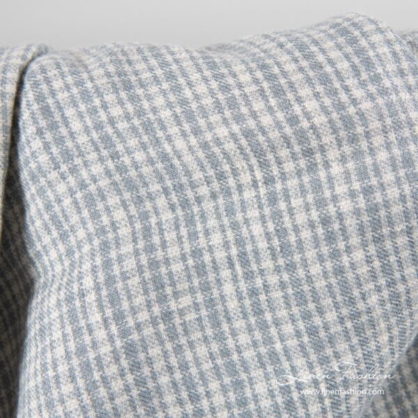 Tissu de laine de lin à carreaux gris lavés – Image 3
