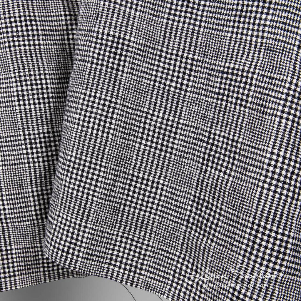 Tissu à carreaux en lin et laine lavée 4 Washed linen wool fabric in black white checks