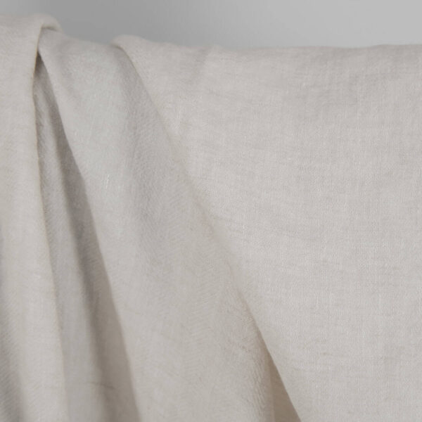 Tissu en laine de lin lavée beige à chevrons – Image 3