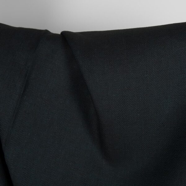 Tissu de laine de lin à chevrons bleu-noir – Image 2