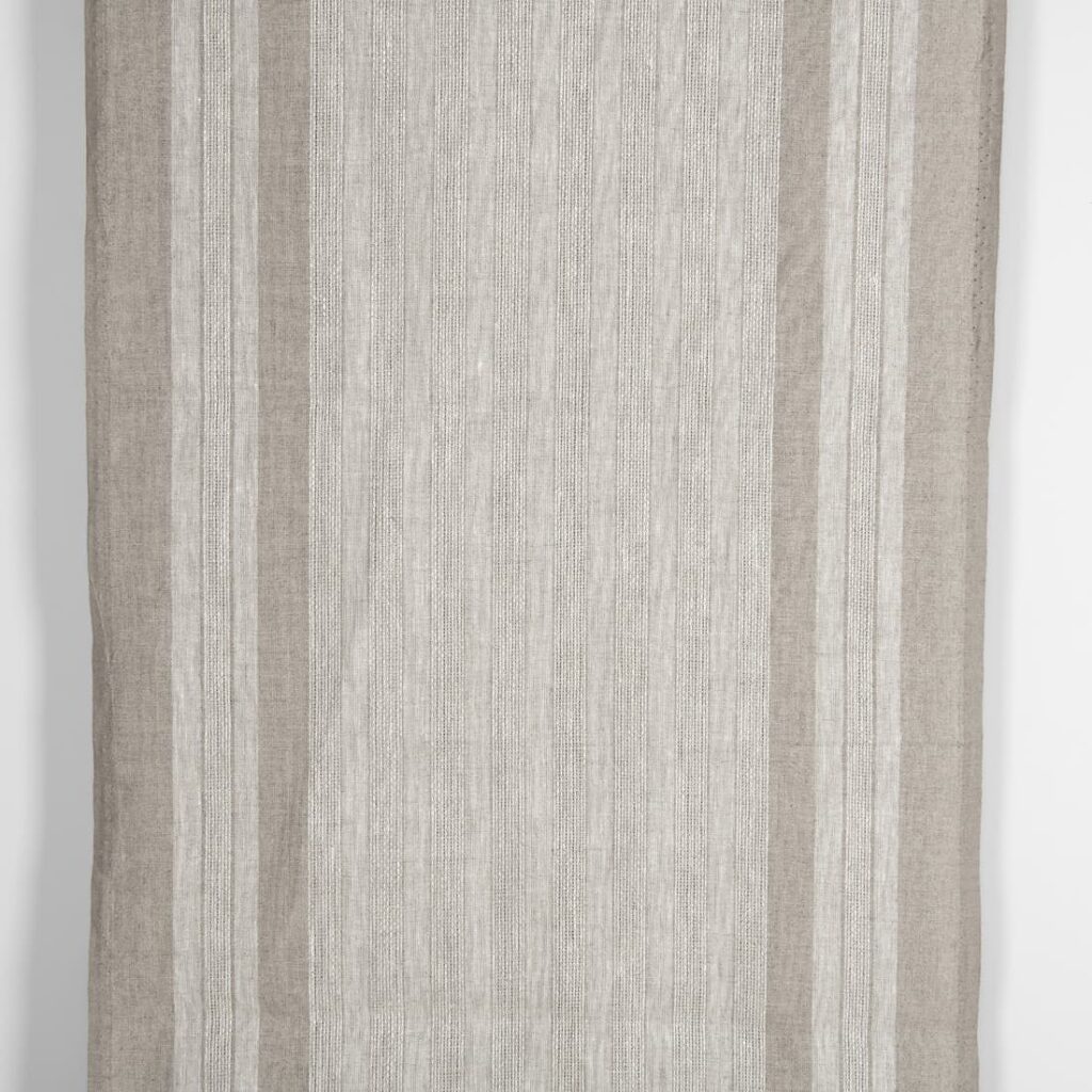 Tissu étroit en lin beige naturel avec rayures 1 Narrow linen fabric natural beige with stripes