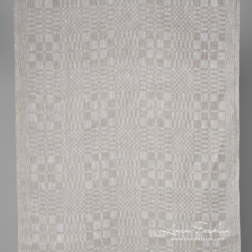 Tissu de lin à carreaux beiges 1 Linen fabric in grey checks