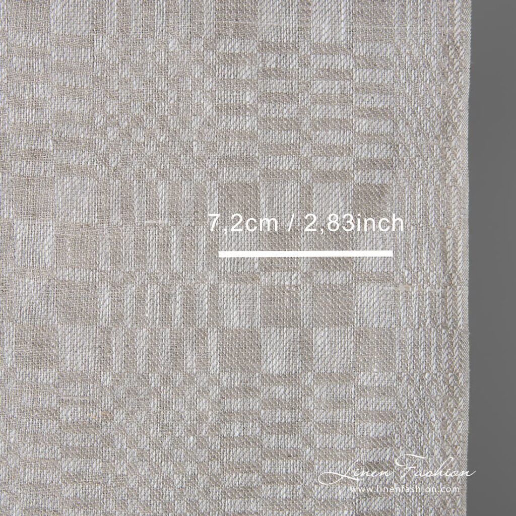 Tissu de lin à carreaux beiges 2 Towel linen fabric made from white and grey colour linen yarns