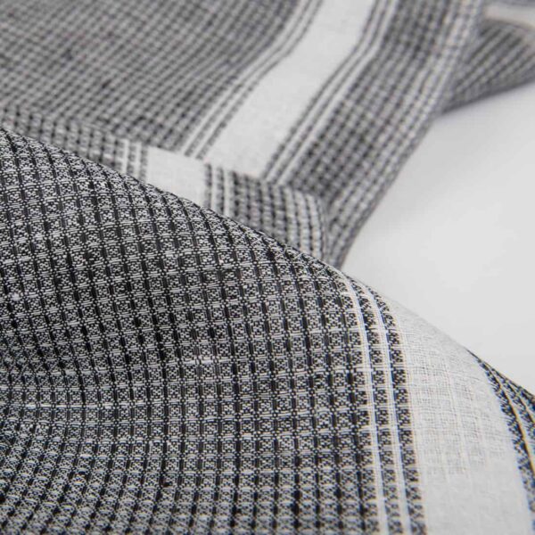 Tissu en lin gaufré noir et blanc – Image 2