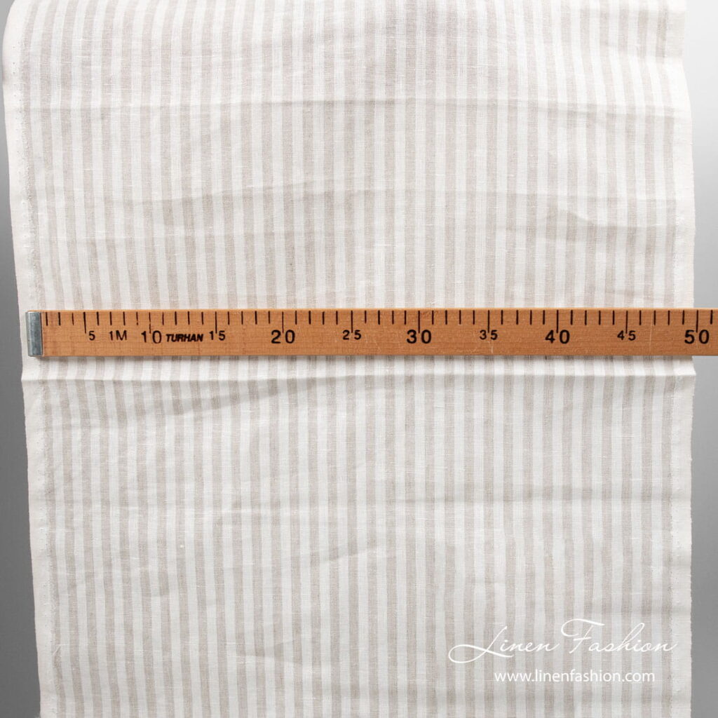 Tissu de lin étroit à rayures écrues et blanc cassé 2 White/natural color stripes, narrow linen fabric