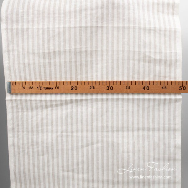 White/natural color stripes, narrow linen fabric