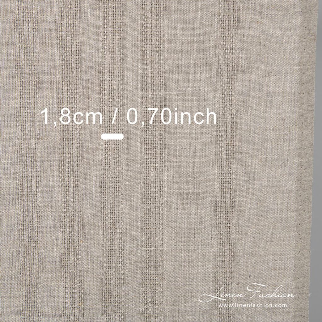 Tissu de lin à rayures, couleur lin naturel 3 Striped linen fabric in natural flax colour.