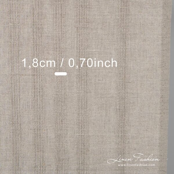 Striped linen fabric in natural flax colour.