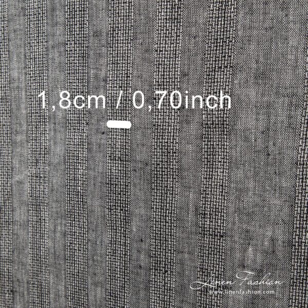 Azure striped linen fabric in black grey.