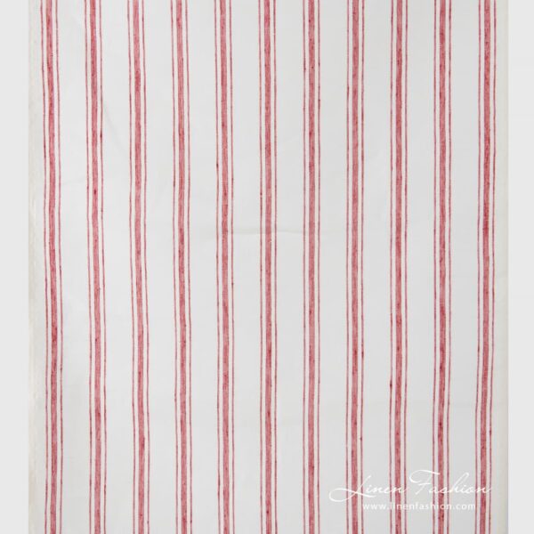 Red striped linen fabric.