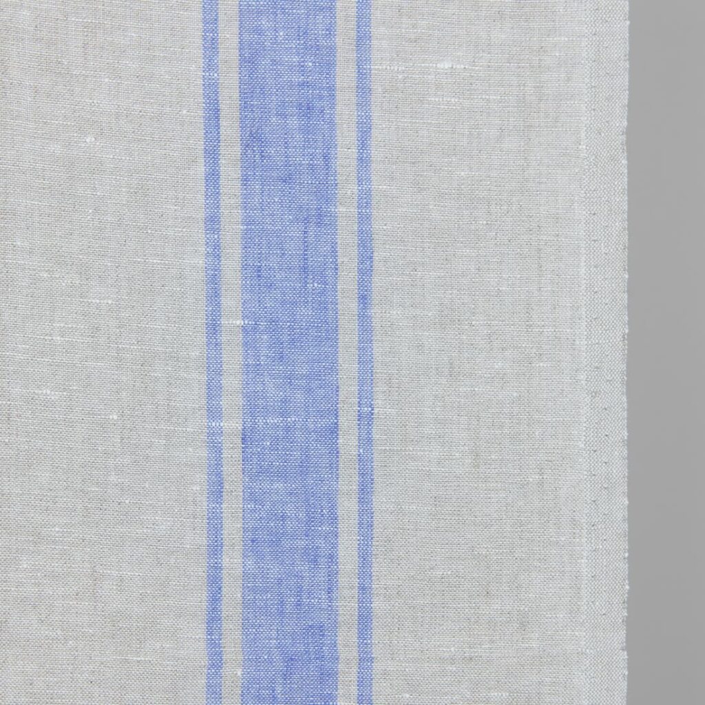 Tissu étroit beige à rayures bleues 3 linen towel fabric blue stripes other border