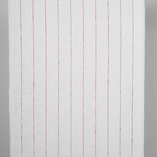 Tissu de lin étroit blanc avec fines rayures rouges