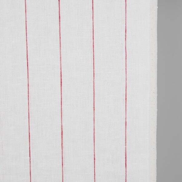 Tissu de lin étroit blanc avec fines rayures rouges – Image 2