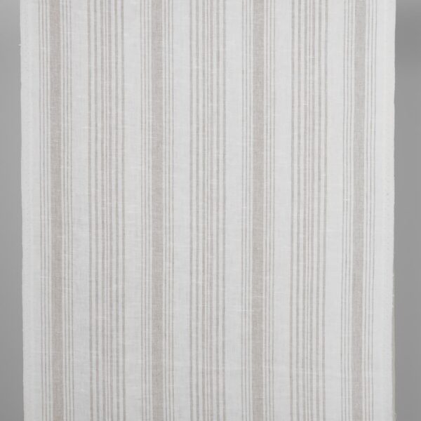 Tissu de lin étroit blanc avec des rayures de couleur naturelle