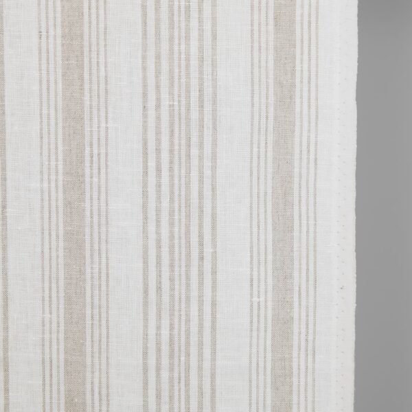 Tissu de lin étroit blanc avec des rayures de couleur naturelle – Image 2