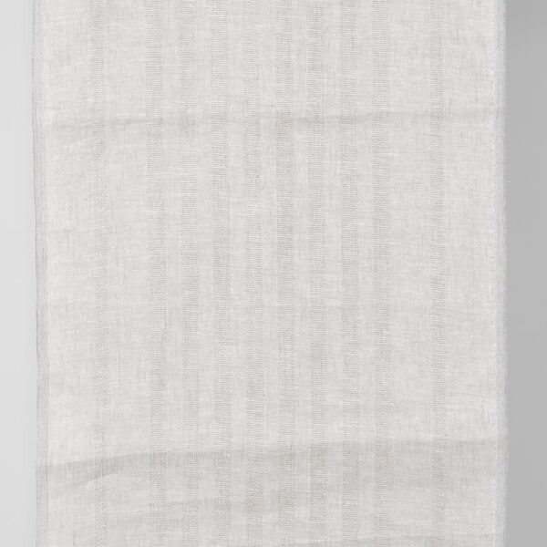Tissu étroit en lin naturel et blanc à rayures texturées